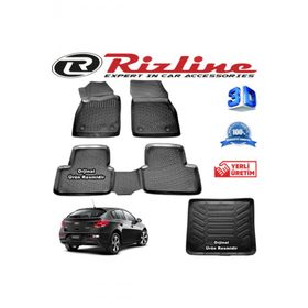 Rizline Chevrolet Cruze 3D Paspas + 3D Bagaj Havuzu HB 2011 Sonrası Siyah Set