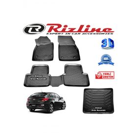 Rizline Chevrolet Cruze 3D Paspas + 3D Bagaj Havuzu HB 2011 Sonrası Siyah Set