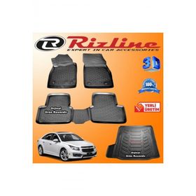 Rizline Chevrolet Cruze 3D Paspas + 3D Bagaj Havuzu Sedan 2009 Sonrası Siyah Set