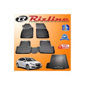 Rizline Chevrolet Cruze 3D Paspas + 3D Bagaj Havuzu Sedan 2009 Sonrası Siyah Set