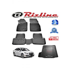 Rizline Chevrolet Cruze 3D Paspas + 3D Bagaj Havuzu Sedan 2009 Sonrası Siyah Set