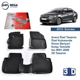 Rizline Citroen C-Elysee 2012 Sonrası Siyah 3D Havuzlu Paspas