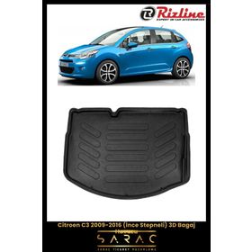 Rizline Citroen C3 2009-2016 İnce Stepneli 3D Bagaj Havuzu