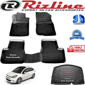 Rizline Citroen C3 3D Paspas + 3D Bagaj Havuzu HB 2009-2016 Arası Siyah Set