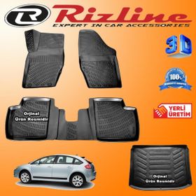 Rizline Citroen C4 3D Paspas + 3D Bagaj Havuzu HB 2004-2010 Arası Siyah Set