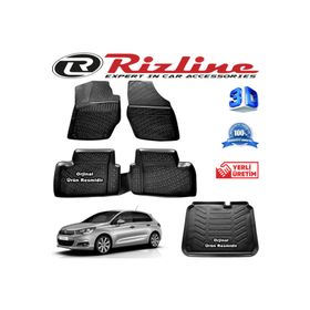 Rizline Citroen C4 3D Paspas + 3D Bagaj Havuzu HB 2011 - 2020 Arası Siyah Set
