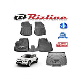 Rizline Citroen C4 Cactus 3D Paspas + 3D Bagaj Havuzu 2015-2020 Arası Siyah Set