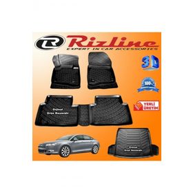 Rizline Citroen C5 3D Paspas + 3D Bagaj Havuzu 2008-2016 Arası Siyah Set