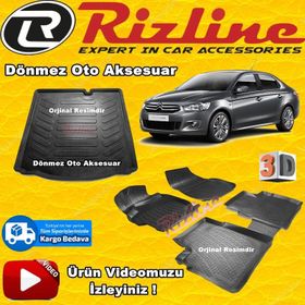 Rizline Citroen Elysee 2012 2019 Siyah 3D Havuzlu Paspas