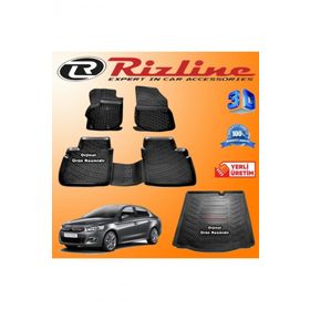 Rizline Citroen Elysee 3D Paspas + 3D Bagaj Havuzu 2012-2020 Arası Siyah Set