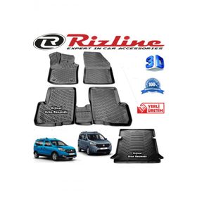 Rizline Dacia Dokker 3D Paspas + 3D Bagaj Havuzu 2012-2020 Arası Siyah Set