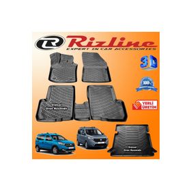 Rizline Dacia Dokker 3D Paspas + 3D Bagaj Havuzu 2012-2020 Arası Siyah Set