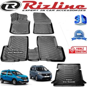 Rizline Dacia Dokker 3D Paspas + 3D Bagaj Havuzu 2012-2020 Arası Siyah Set