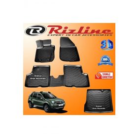 Rizline Dacia Duster 4x2 3D Paspas + 3D Bagaj Havuzu 2010-2018 Arası Siyah Set