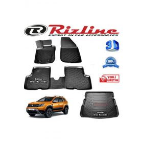 Rizline Dacia Duster 4x4 2018 Sonrası 3D Paspas Siyah & Bagaj Havuzu Set
