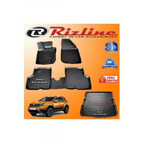 Rizline Dacia Duster 4x4 2018 Sonrası 3D Paspas Siyah & Bagaj Havuzu Set