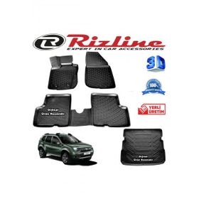 Rizline Dacia Duster 4x4 3D Paspas + 3D Bagaj Havuzu 2010-2018 Arası Siyah Set