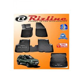 Rizline Dacia Duster 4x4 3D Paspas + 3D Bagaj Havuzu 2010-2018 Arası Siyah Set