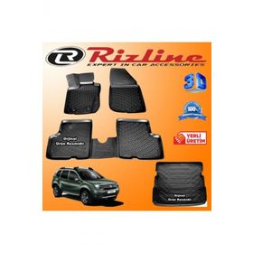 Rizline Dacia Duster 4x4 3D Paspas + 3D Bagaj Havuzu 2010-2018 Arası Siyah Set