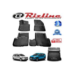 Rizline Dacia Lodgy 3D Paspas + 3D Bagaj Havuzu 2013-2020 Arası Siyah Set