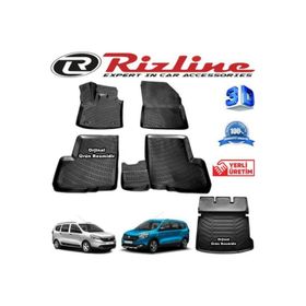Rizline Dacia Lodgy 3D Paspas + 3D Bagaj Havuzu 2013-2020 Arası Siyah Set