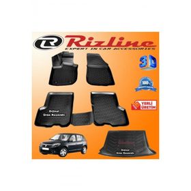 Rizline Dacia Sandero 3D Paspas + 3D Bagaj Havuzu 2008-2012 Arası Siyah Set