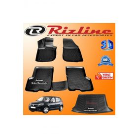 Rizline Dacia Sandero 3D Paspas + 3D Bagaj Havuzu 2008-2012 Arası Siyah Set