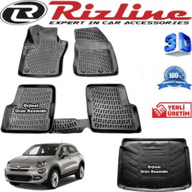 Rizline Fiat 500X 3D Paspas + 3D Bagaj Havuzu 2015-2020 Arası Siyah Set