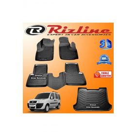 Rizline Fiat Doblo 1 3D Paspas + 3D Bagaj Havuzu 2001-2009 Arası Siyah Set