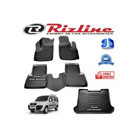 Rizline Fiat Doblo 1 3D Paspas + 3D Bagaj Havuzu 2001-2009 Arası Siyah Set
