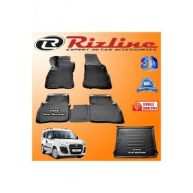 Rizline Fiat Doblo 2 3D Paspas + 3D Bagaj Havuzu 2010-2020 Arası Siyah Set