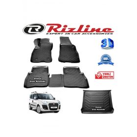 Rizline Fiat Doblo 2 3D Paspas + 3D Bagaj Havuzu 2010-2020 Arası Siyah Set