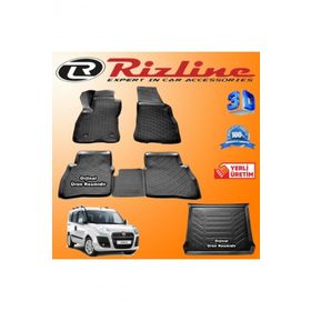 Rizline Fiat Doblo 2 3D Paspas + 3D Bagaj Havuzu 2010-2020 Arası Siyah Set
