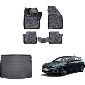 Rizline Fiat Egea 3D Paspas + 3D Bagaj Havuzu HB 2015-2020 Arası Siyah Set