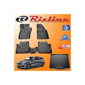 Rizline Fiat Egea 3D Paspas + 3D Bagaj Havuzu HB 2015-2020 Arası Siyah Set