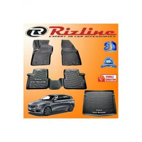 Rizline Fiat Egea 3D Paspas + 3D Bagaj Havuzu HB 2015-2020 Arası Siyah Set