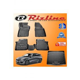 Rizline Fiat Egea 3D Paspas + 3D Bagaj Havuzu HB 2015-2020 Arası Siyah Set