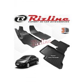 Rizline Fiat Linea 2007 - 2017 Arası Siyah 4 Parça Set 3D Havuzlu Paspas