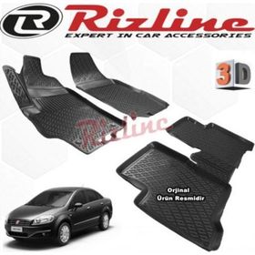 Rizline Fiat Linea 2007 - 2017 Arası Siyah 4 Parça Set 3D Havuzlu Paspas