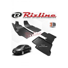 Rizline Fiat Linea 2007 - 2017 Arası Siyah 4'lü Set 3D Havuzlu Paspas
