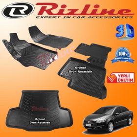 Rizline Fiat Linea 3D Paspas + 3D Bagaj Havuzu 2007-2018 Arası Siyah Set