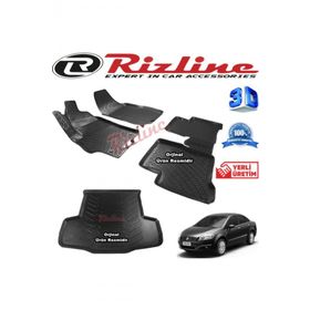 Rizline Fiat Linea 3D Paspas + 3D Bagaj Havuzu 2007-2018 Arası Siyah Set