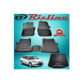 Rizline Focus 3 Sedan Siyah 2011-2015 Arası 3D Paspas+Bagaj Havuzu