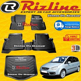 Rizline Ford C-max 2003 2009 Siyah 3D Havuzlu Paspas