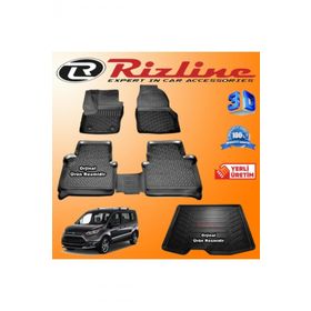 Rizline Ford Connect 3D Paspas + 3D Bagaj Havuzu 2014-2020 Arası Siyah Set