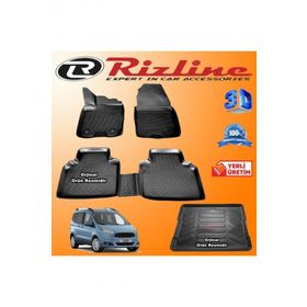 Rizline Ford Courier 3D Paspas + 3D Bagaj Havuzu 2014 - 2020 Arası Siyah Set
