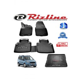 Rizline Ford Courier 3D Paspas + 3D Bagaj Havuzu 2014 - 2020 Arası Siyah Set