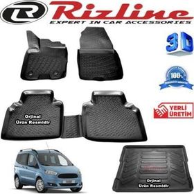 Rizline Ford Courier 3D Paspas + 3D Bagaj Havuzu 2014 - 2020 Arası Siyah Set