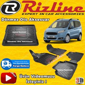 Rizline Ford Courier Siyah 2014-2019 Arası 3D Paspas ve Bagaj Havuzu