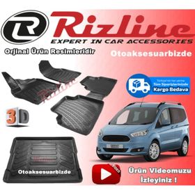 Rizline Ford Courier Siyah 2014-2019 Arası 3D Paspas ve Bagaj Havuzu